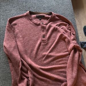 Red Henley Long Sleeve Shirt